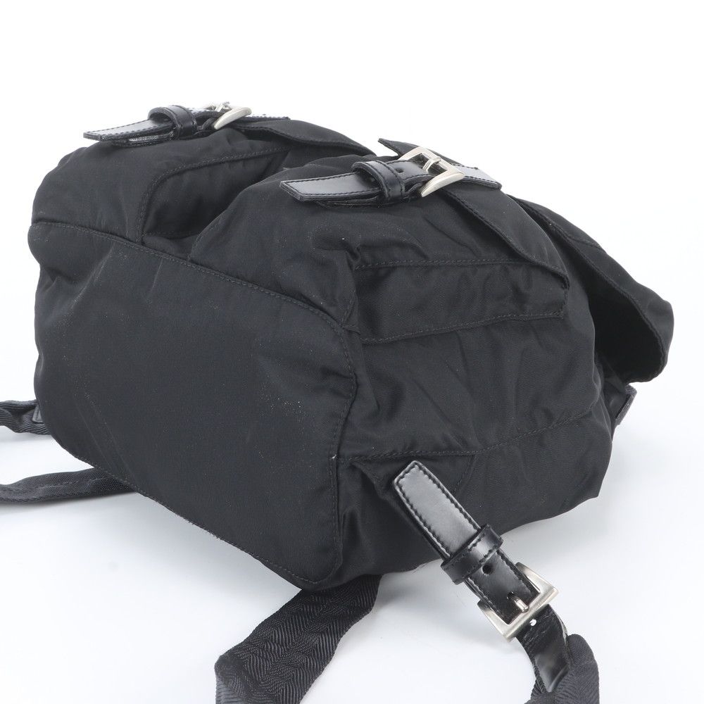 Prada White Tessuto Nylon Triangle Logo Leather Backpack — view 3