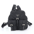 Prada White Tessuto Nylon Triangle Logo Leather Backpack