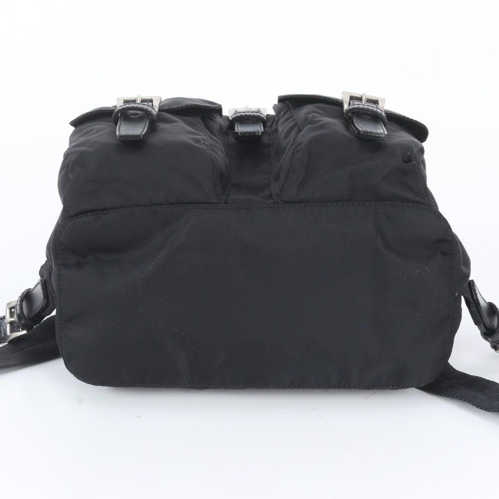 Prada White Tessuto Nylon Triangle Logo Leather Backpack — view 5