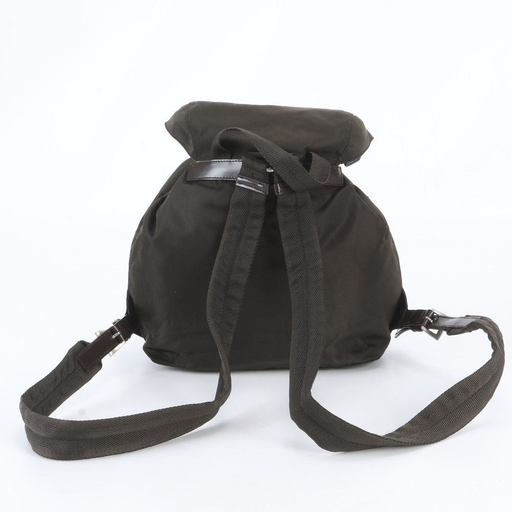 Prada White Tessuto Nylon Triangle Logo Leather Backpack — view 3