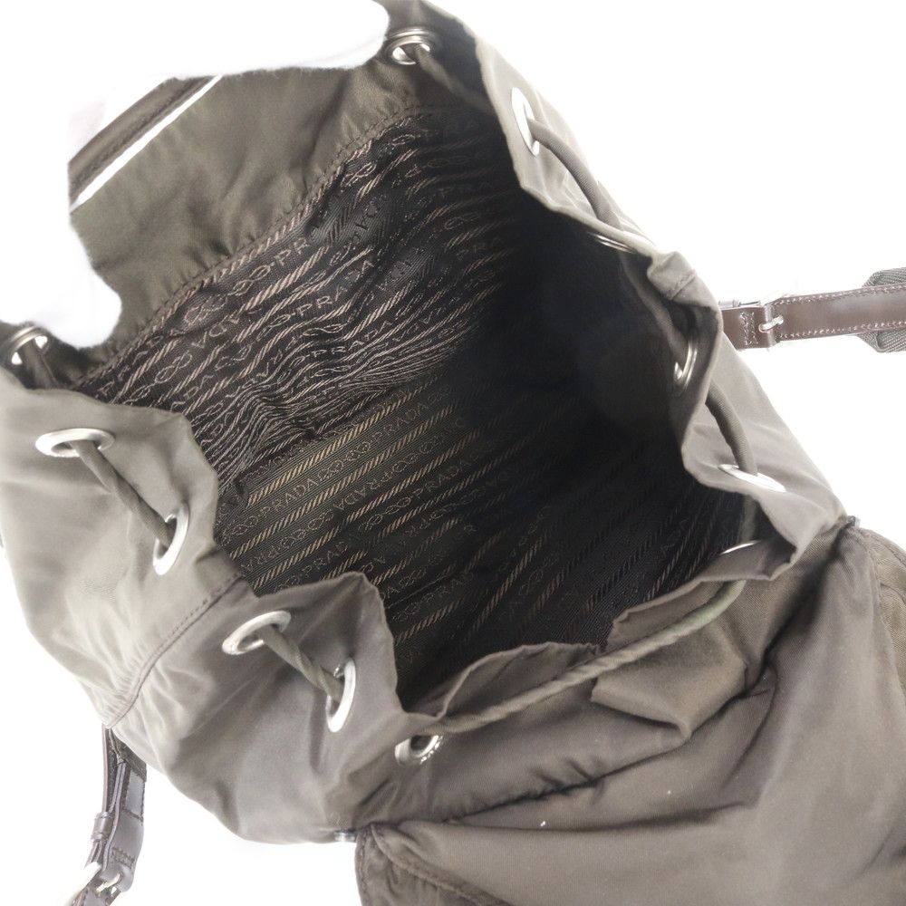 Prada White Tessuto Nylon Triangle Logo Leather Backpack — view 7
