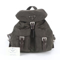 Prada White Tessuto Nylon Triangle Logo Leather Backpack