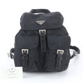 Prada White Tessuto Nylon Triangle Logo Leather Backpack