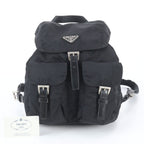 Prada White Tessuto Nylon Triangle Logo Leather Backpack