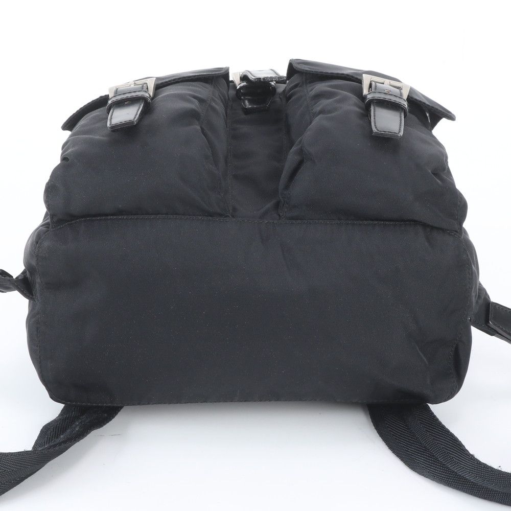 Prada White Tessuto Nylon Triangle Logo Leather Backpack — view 6