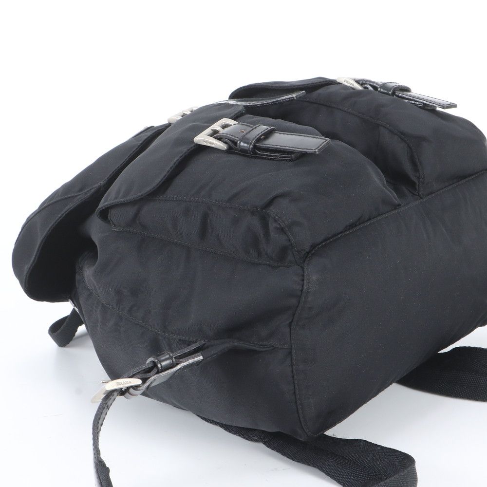 Prada White Tessuto Nylon Triangle Logo Leather Backpack — view 5