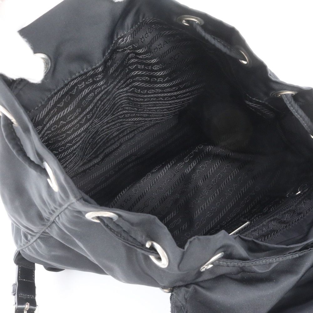 Prada White Tessuto Nylon Triangle Logo Leather Backpack — view 7