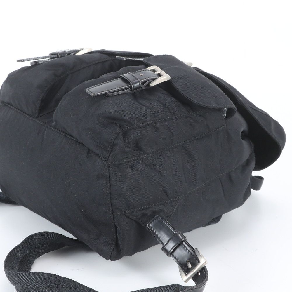 Prada White Tessuto Nylon Triangle Logo Leather Backpack — view 4