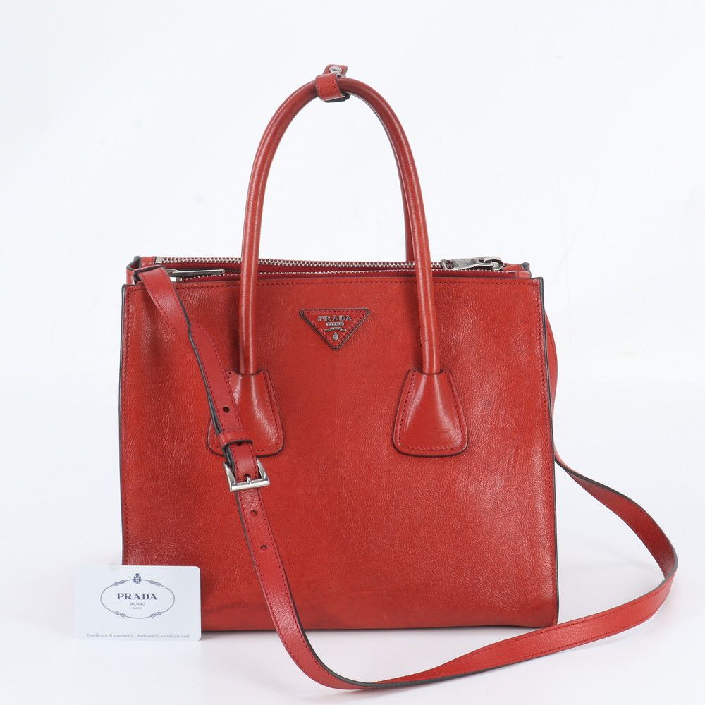 Prada Included White Triangle Logo Leather 2-Way Shoulder Bag Crossbody