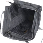 Prada White Tessuto Nylon Triangle Logo Croco Embossed Leather Tote Shoulder — view 7