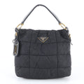Prada White Tessuto Nylon Triangle Logo Quilted Leather Shoulder Bag