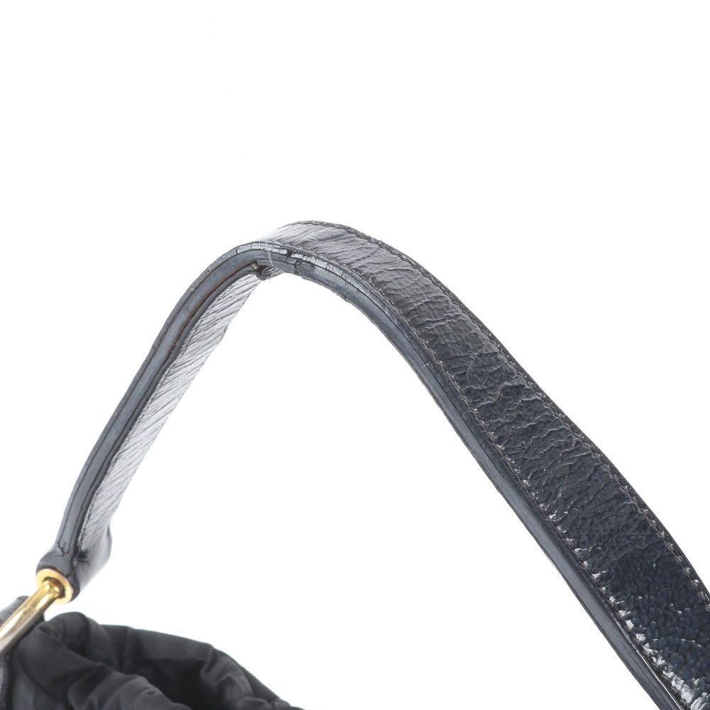 Prada White Tessuto Nylon Triangle Logo Quilted Leather Shoulder Bag — view 2