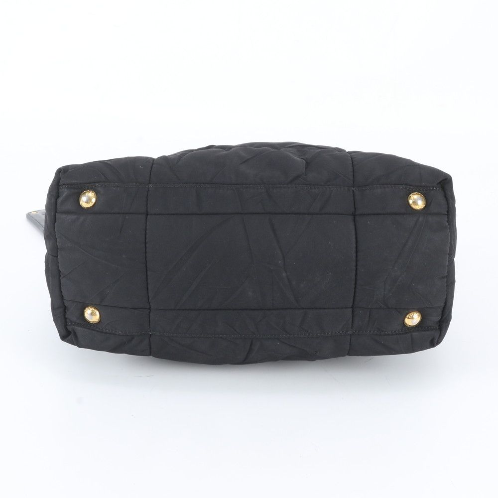 Prada White Tessuto Nylon Triangle Logo Quilted Leather Shoulder Bag — view 6