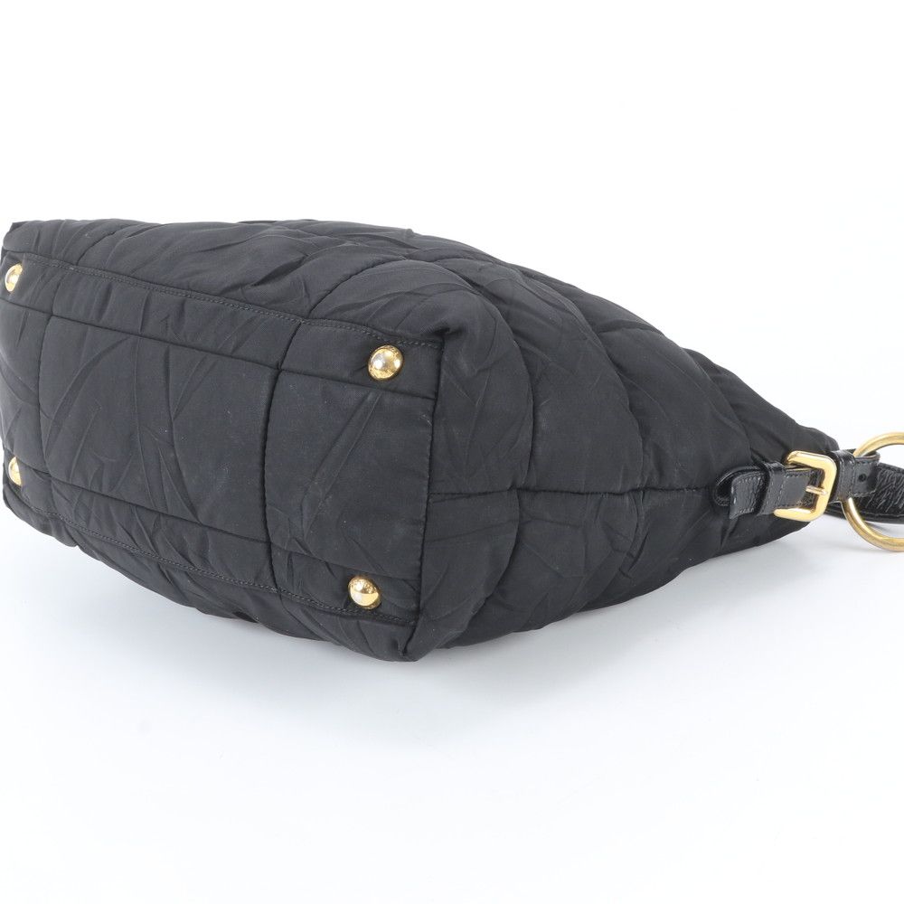 Prada White Tessuto Nylon Triangle Logo Quilted Leather Shoulder Bag — view 4