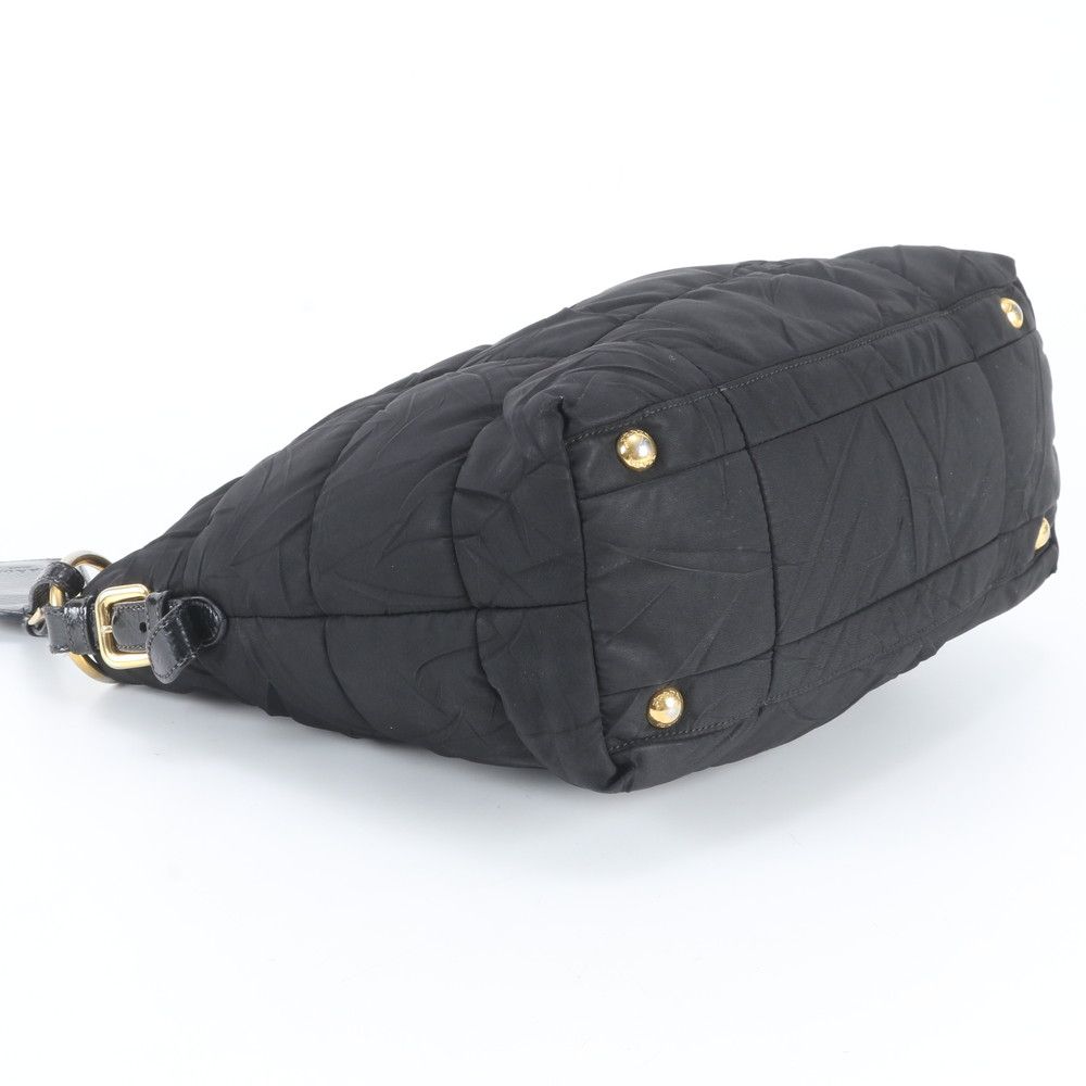 Prada White Tessuto Nylon Triangle Logo Quilted Leather Shoulder Bag — view 5