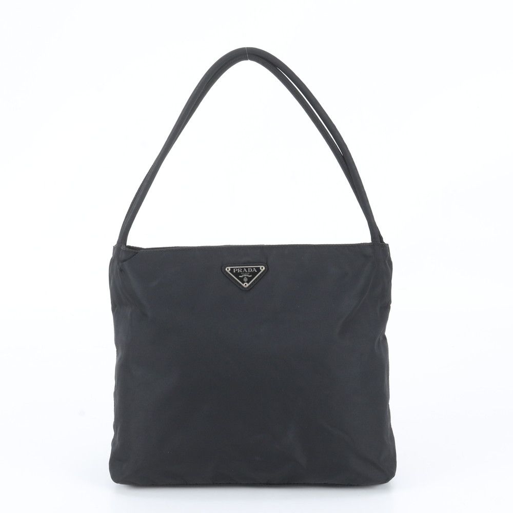 Prada White Tessuto Nylon Triangle Logo Tote Shoulder Hand