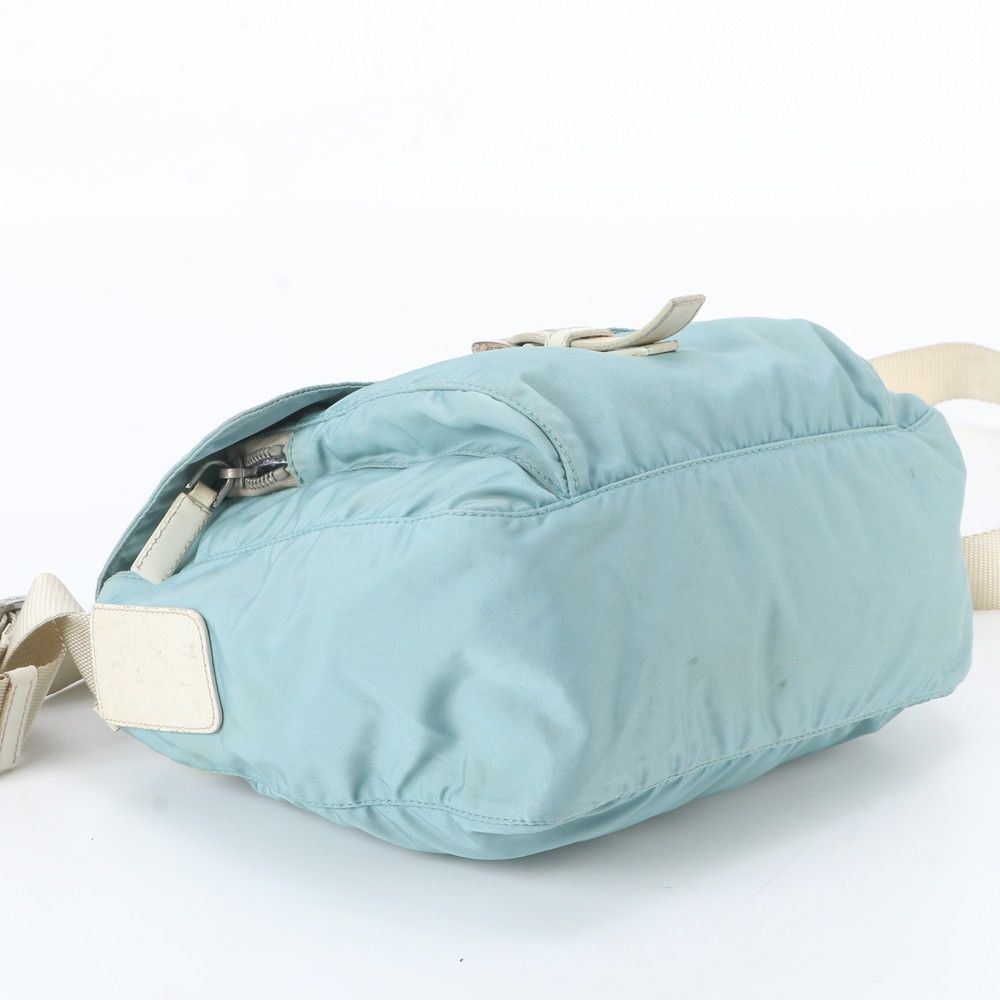 Prada White Tessuto Nylon Triangle Logo Leather Shoulder Bag Crossbody — view 5