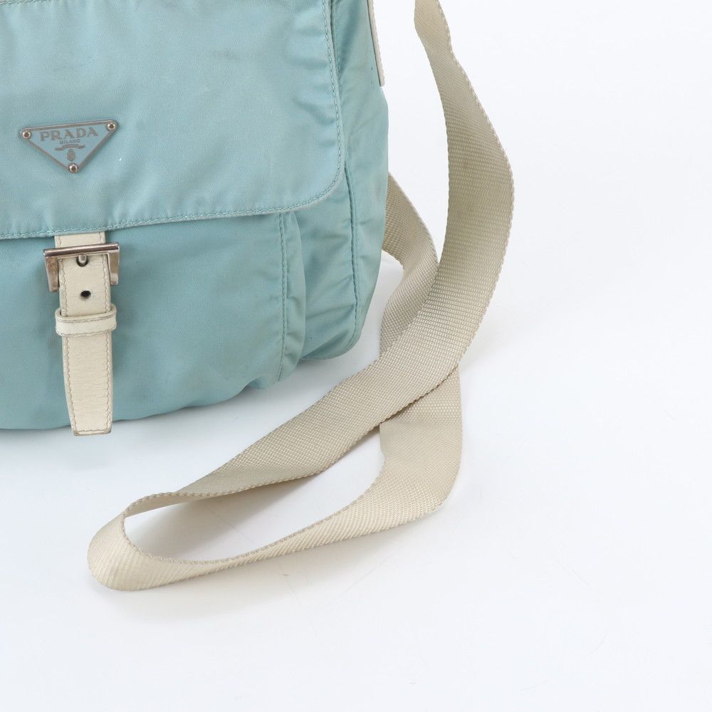 Prada White Tessuto Nylon Triangle Logo Leather Shoulder Bag Crossbody — view 2