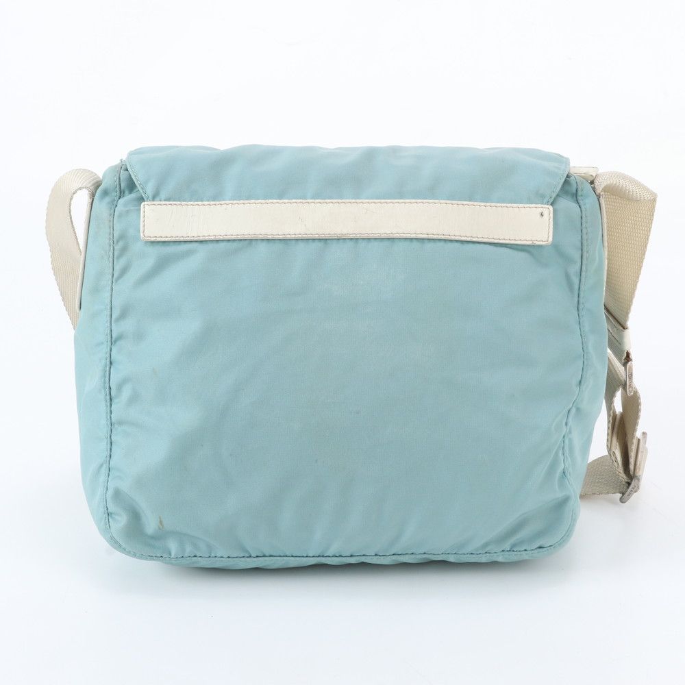 Prada White Tessuto Nylon Triangle Logo Leather Shoulder Bag Crossbody — view 3