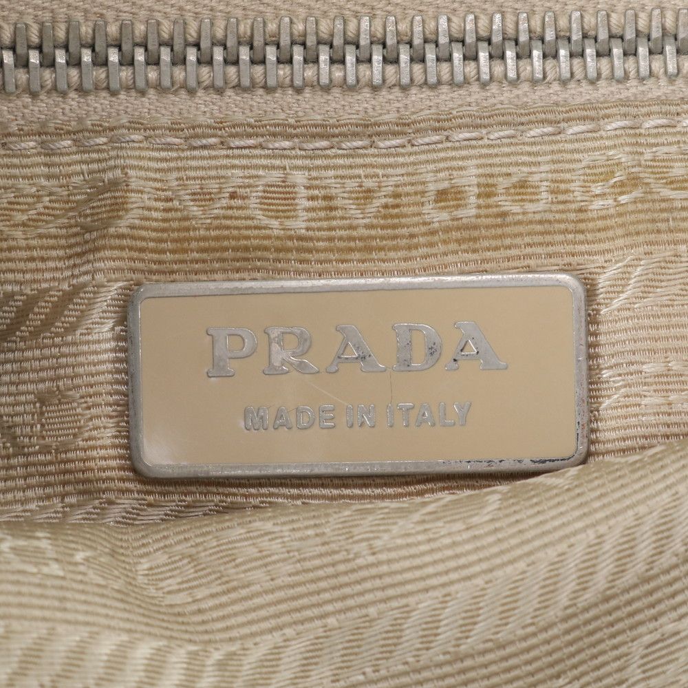 Prada White Tessuto Nylon Triangle Logo Leather Shoulder Bag Crossbody — view 8