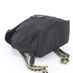 Prada White Tessuto Nylon Triangle Logo Chain Shoulder Leather Backpack — view 5