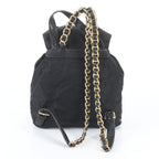 Prada White Tessuto Nylon Triangle Logo Chain Shoulder Leather Backpack — view 3