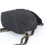 Prada White Tessuto Nylon Triangle Logo Chain Shoulder Leather Backpack — view 4