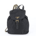 Prada White Tessuto Nylon Triangle Logo Chain Shoulder Leather Backpack