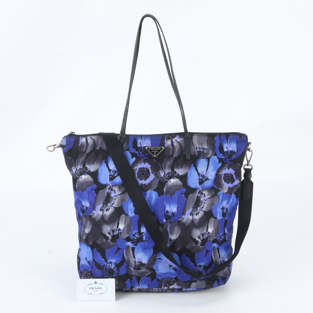 Prada Tessuto Nylon Triangle Logo Leather 2-Way Shoulder Bag Tote