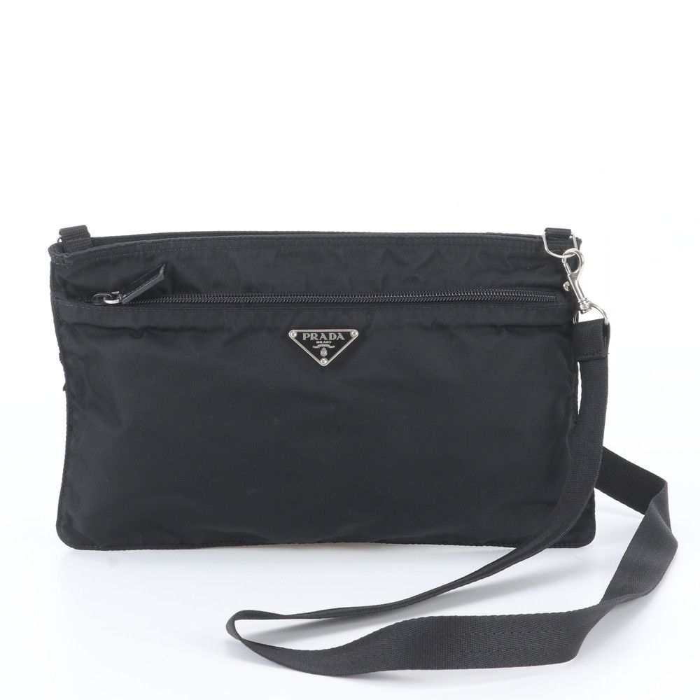 Prada White Tessuto Nylon Triangle Logo Leather Shoulder Bag Crossbody Tote