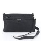 Prada White Tessuto Nylon Triangle Logo Leather Shoulder Bag Crossbody Tote