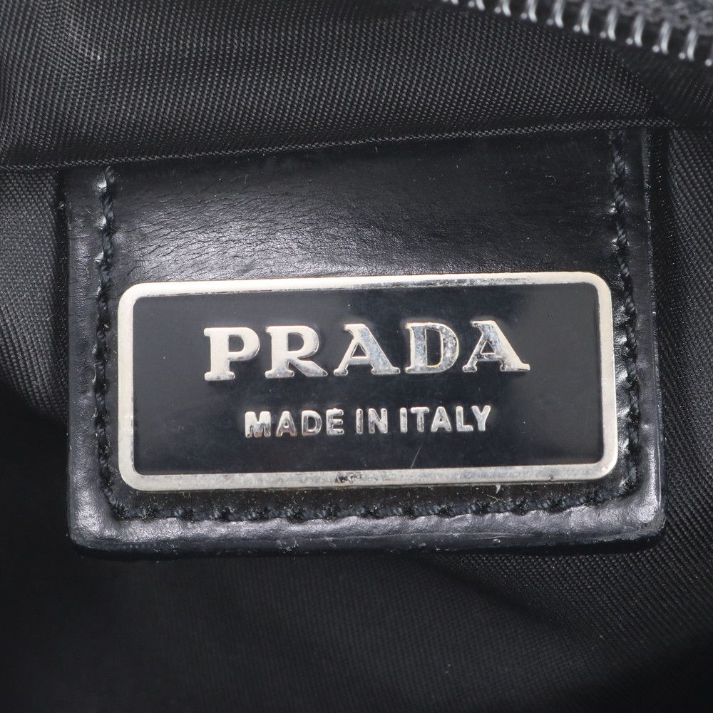 Prada White Tessuto Nylon Triangle Logo Leather Shoulder Bag Crossbody Tote — view 8