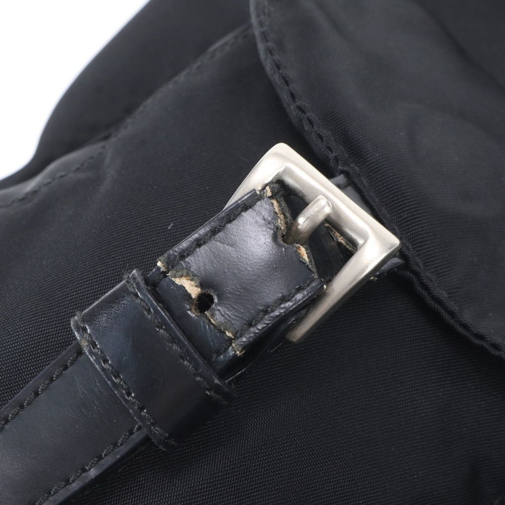 Prada Tessuto Nylon Triangle Logo Leather Backpack — view 8
