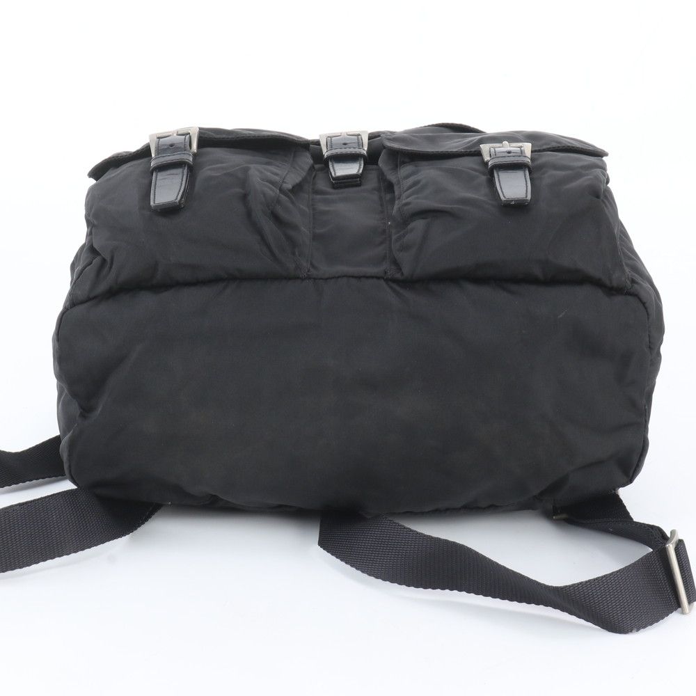 Prada White Tessuto Nylon Triangle Logo Leather Backpack Shoulder — view 6