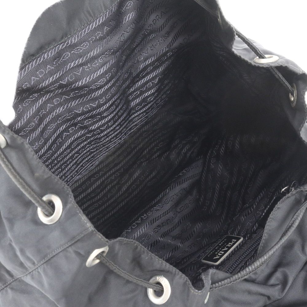 Prada White Tessuto Nylon Triangle Logo Leather Backpack Shoulder — view 7