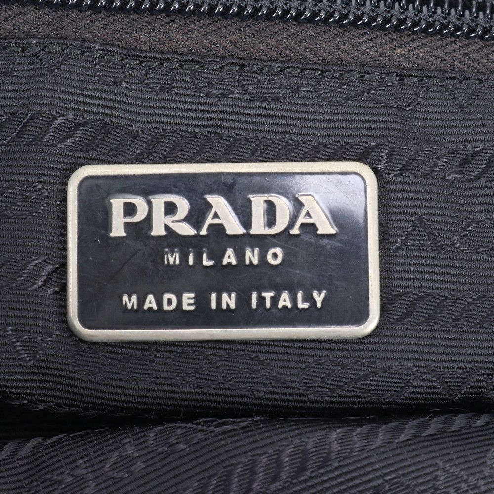 Prada White Tessuto Nylon Triangle Logo Leather Backpack Shoulder — view 9