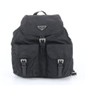 Prada White Tessuto Nylon Triangle Logo Leather Backpack Shoulder