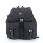 Prada White Tessuto Nylon Triangle Logo Leather Backpack Shoulder