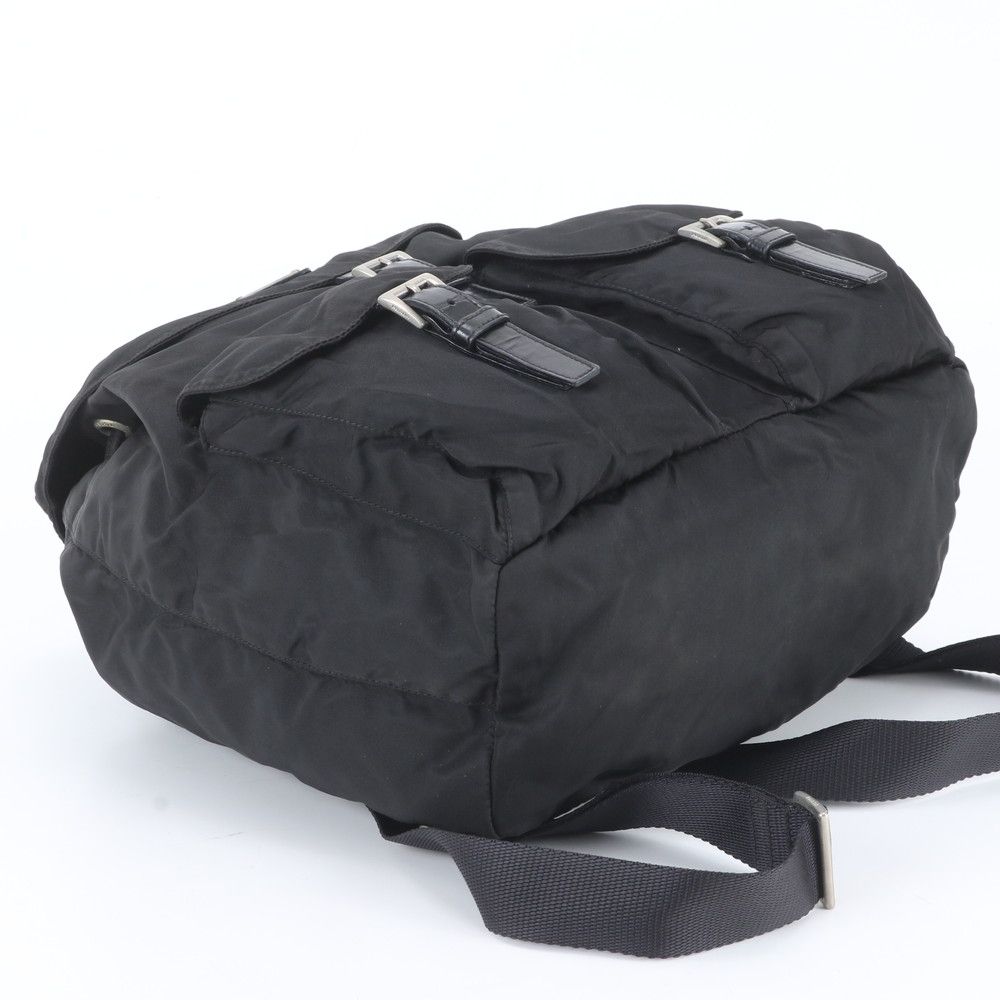 Prada White Tessuto Nylon Triangle Logo Leather Backpack Shoulder — view 5