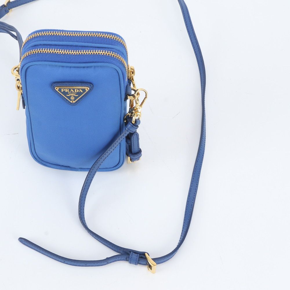 Prada White Tessuto Nylon Triangle Logo Smartphone Pouch Leather 2-Way Shoulder — view 2