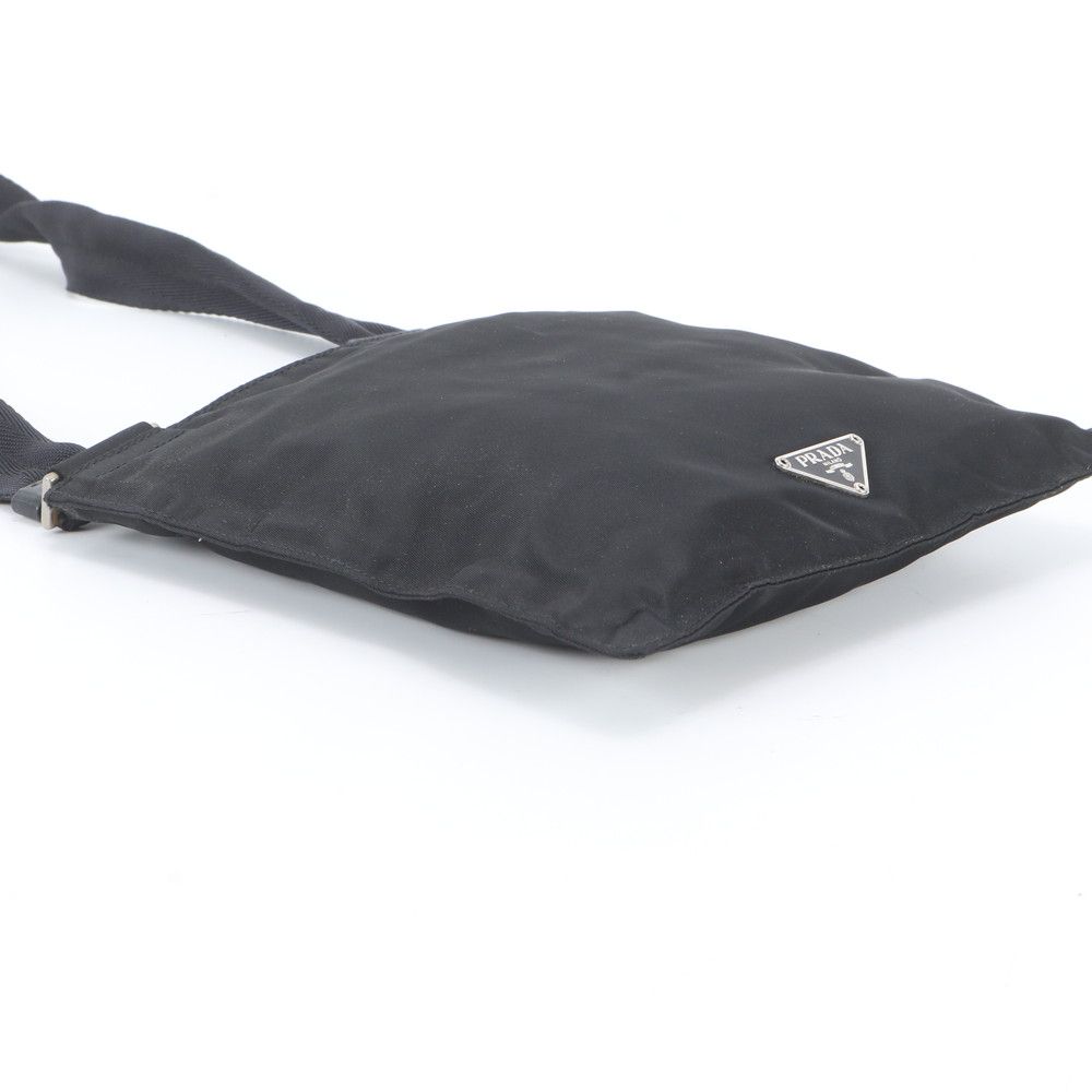 Prada White Tessuto Nylon Triangle Logo Leather Shoulder Bag Crossbody Messenger — view 5