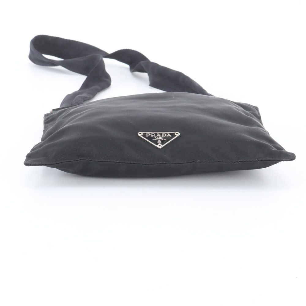 Prada White Tessuto Nylon Triangle Logo Leather Shoulder Bag Crossbody Messenger — view 6