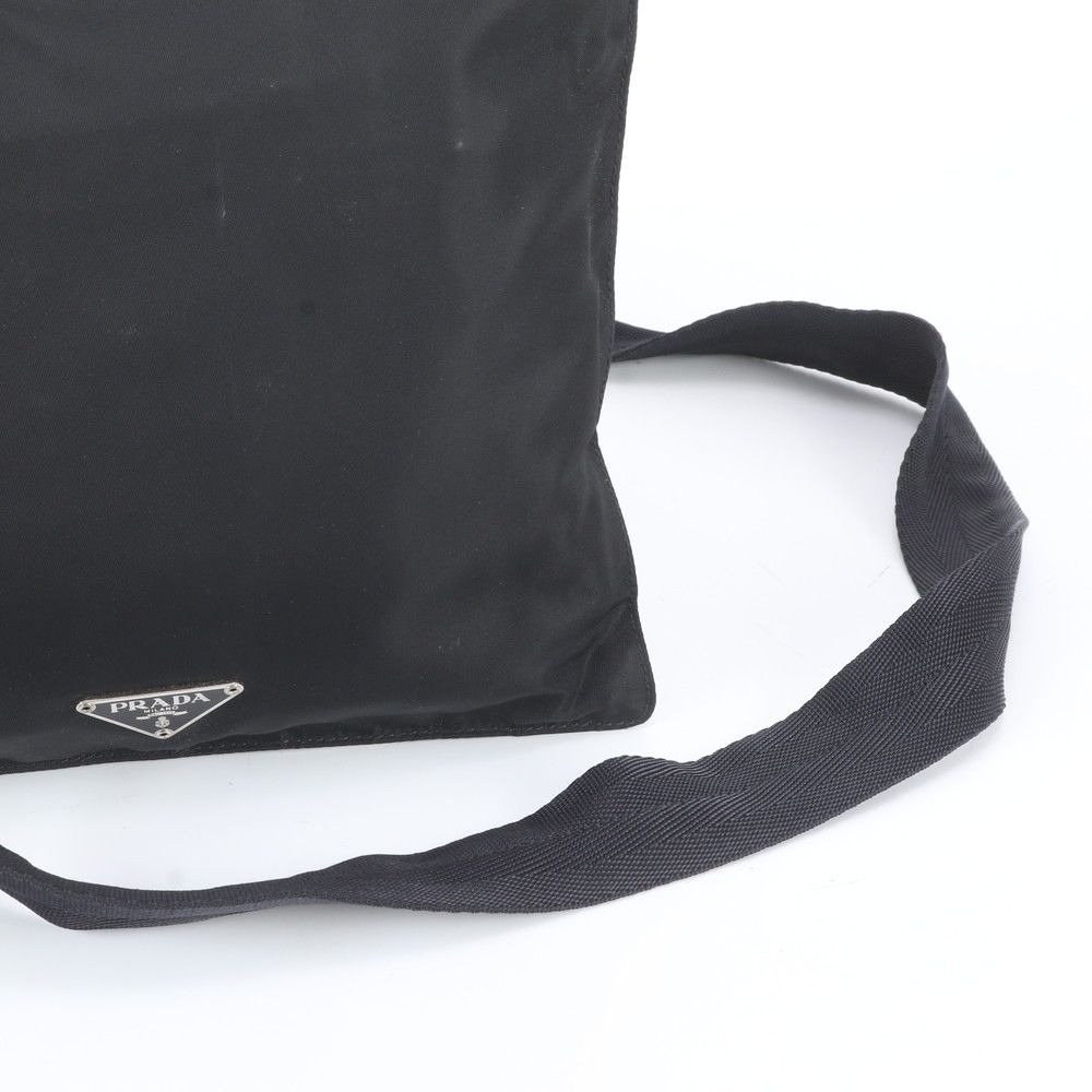 Prada White Tessuto Nylon Triangle Logo Leather Shoulder Bag Crossbody Messenger — view 2