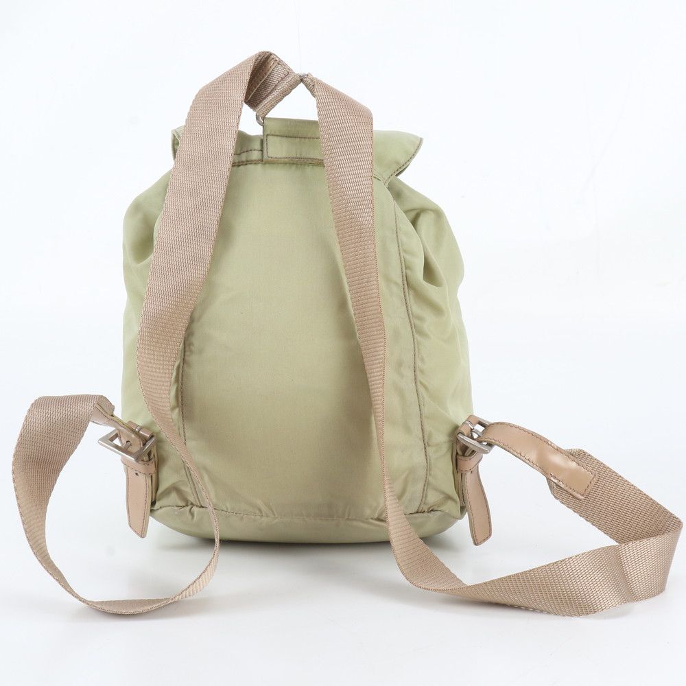 Prada White Tessuto Nylon Triangle Logo Leather Backpack Shoulder Bag — view 2