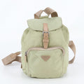 Prada White Tessuto Nylon Triangle Logo Leather Backpack Shoulder Bag