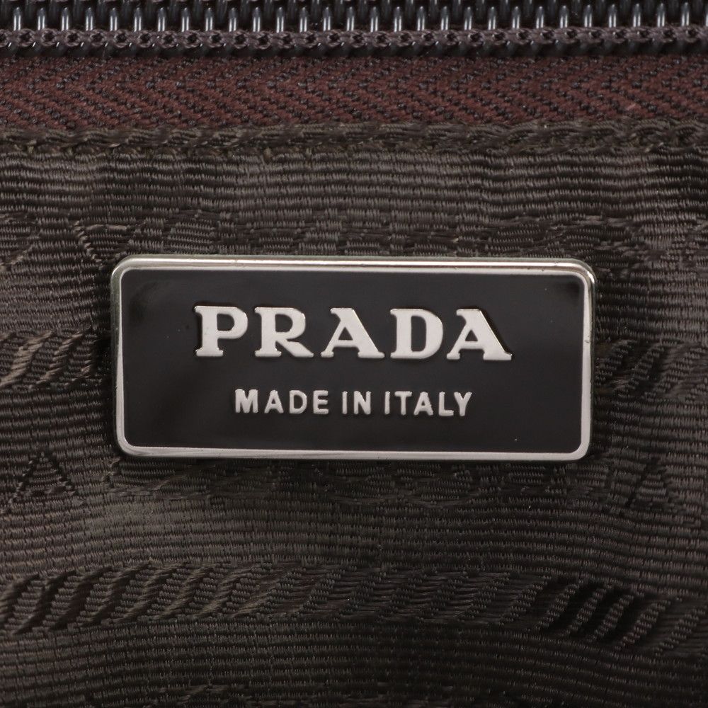 Prada White Tessuto Nylon Triangle Logo Leather Handbag Mini Boston Tote — view 8
