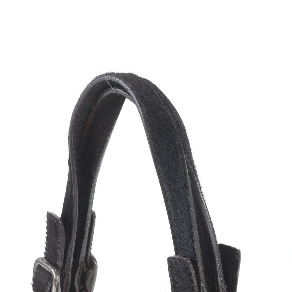 Prada White Calf Hair Leather Handbag Tote Black — view 2