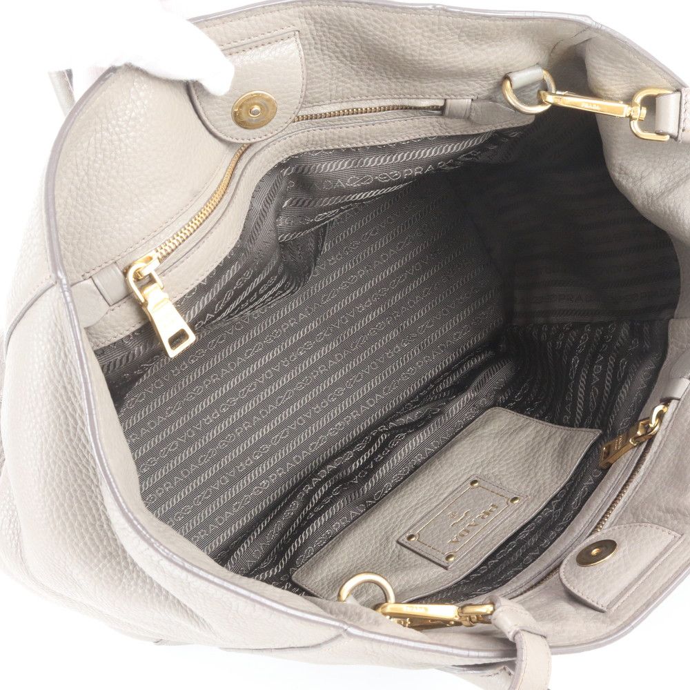 Prada White Tag Leather 2-Way Shoulder Bag Crossbody Hand Tote — view 8