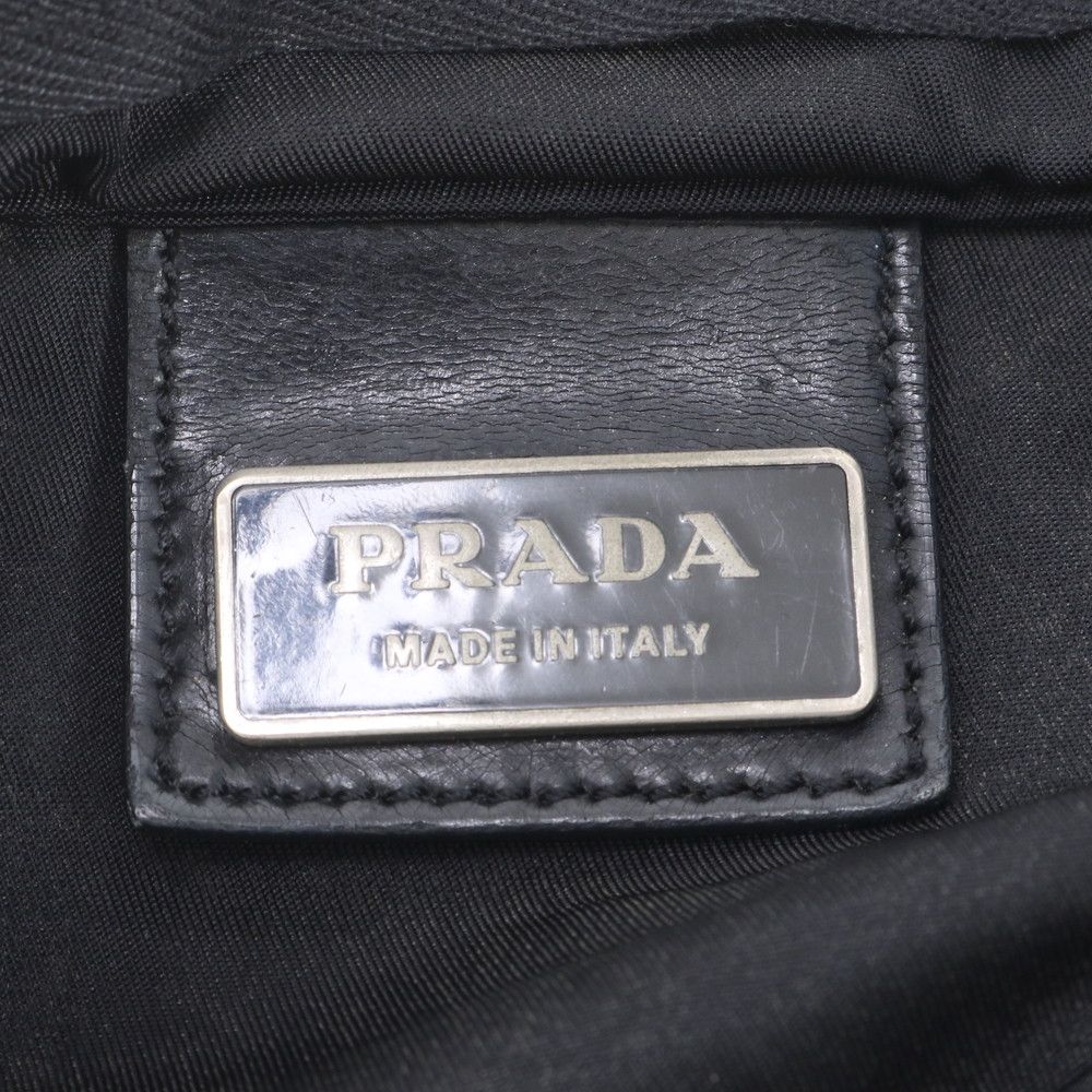 Prada White Tessuto Nylon Triangle Logo Leather Shoulder Bag Crossbody Black — view 9