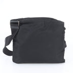 Prada White Tessuto Nylon Triangle Logo Leather Shoulder Bag Crossbody Black — view 3